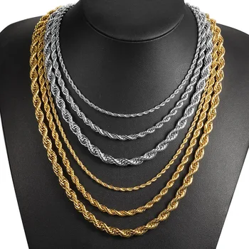 

3/5/7mm Men's Simple Twisted Rope Link Chain Gold Silver Color Stainless Steel Necklace for Women Chain Jewelry Gifts KNM178