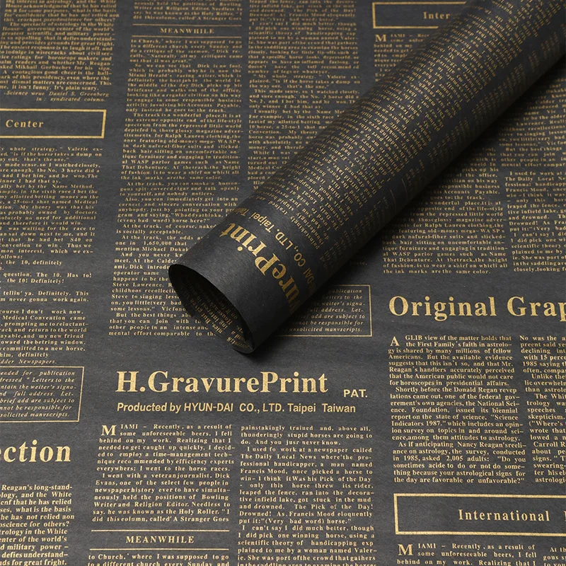 Gift Wrapping Paper Retro English Newspaper Kraft Tissue Paper 20Sheets Flower Bouquet Gift Wrapping