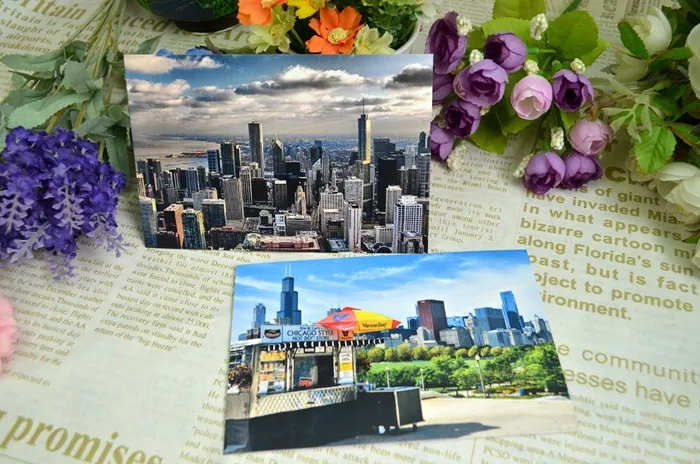 Chicago postcard декорация американская Коллекция Поздравительных Открыток художественная линзовидная переработанная записываемая 15*10 см 8 шт