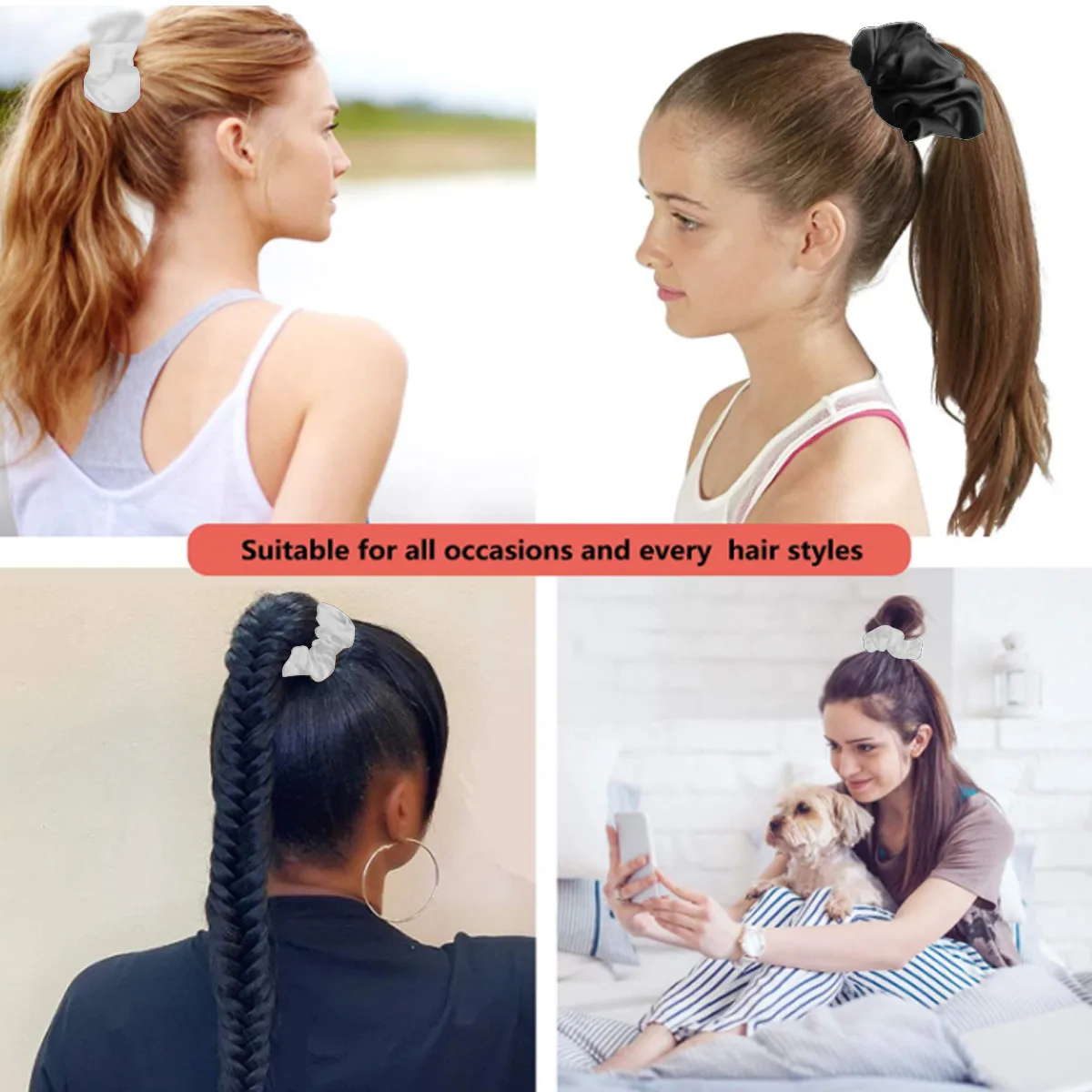 20PCS/Set Classic Black White High Quality Elastic Hair Scrunchies For Women Hair Ties Rubber Band Hair Rope Accessories headbands for women