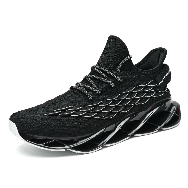 Супер крутая дышащая обувь для бега, мужские кроссовки, уличная спортивная обувь, профессиональная обувь для тренировок, Мужская прогулочная беговая Обувь - Цвет: BLACK