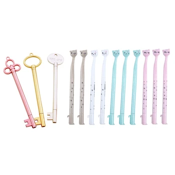 

20 Pcs Creative Stationery Roller Ball Pen, Tip Pens (Cartoon Cats & Key)