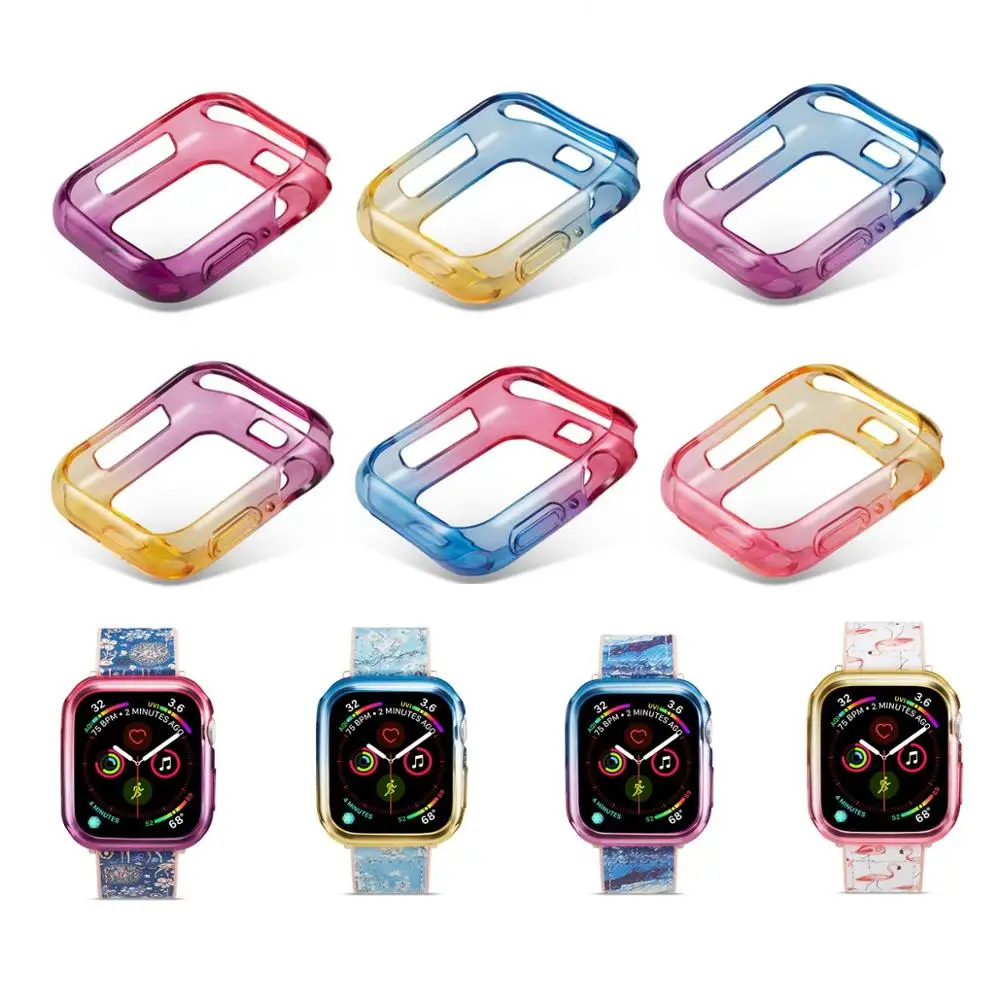 

For Apple Watch Series 4 Ultra-thin Soft Slim Case Cover TPU 44MM 40MM Case Protect Protective Cover Watch Bands Accessories