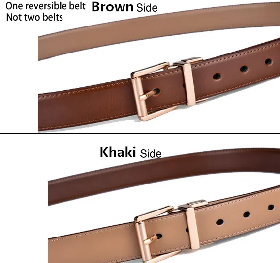 Mens Belt Reversible 2.8cm Wide 100% Genuine Leather Dress Casual Belts for men,One Reverse for 2 Colors mens brown leather belt