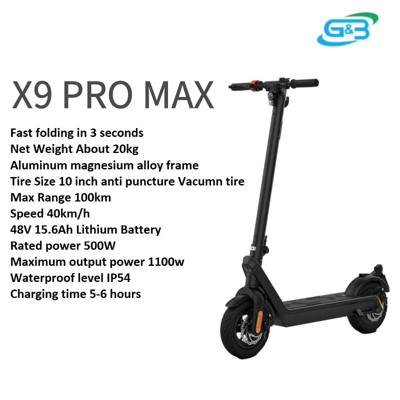 X9 Pro Max Electric Scooter for Adults 100KM Long Range Foldable 48V 15.6Ah Lithium Battery