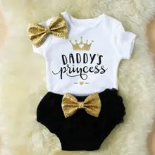 Daddy's Princess комбинезон для новорожденных девочек+ тюлевые трусики повязка на голову 3 шт. одежда США