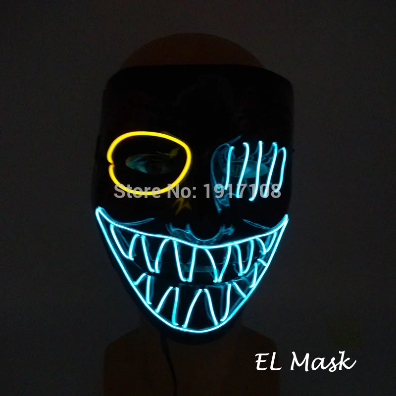 Горячая мода EL Wire светящаяся ужасная Маска Новинка светодиодный сверкающая маска светящиеся Вечерние Маски для Хэллоуина страшные вечерние украшение для костюмированного представления