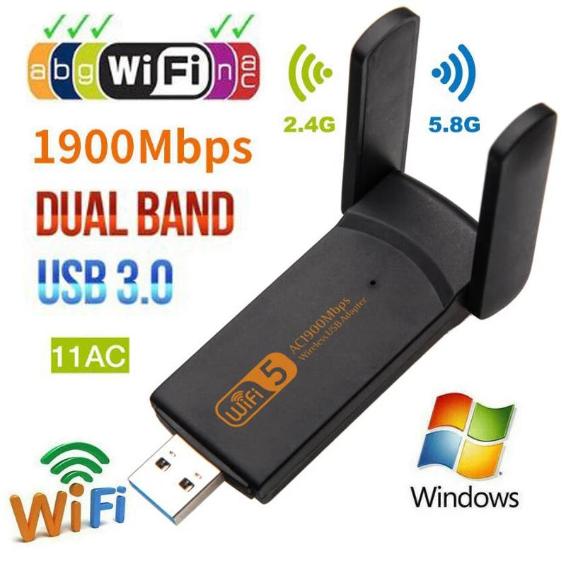 1900 Мбит/с Беспроводной Usb 3,0 сетевая карта 802.11Ac Dual Band 2,4 г/5,8 ГГц карта для Wi-Fi адаптера приемник для док-станции