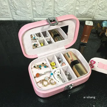 

New European style pu leather jewelry box creative travel portable jewelry box earring earring storage box