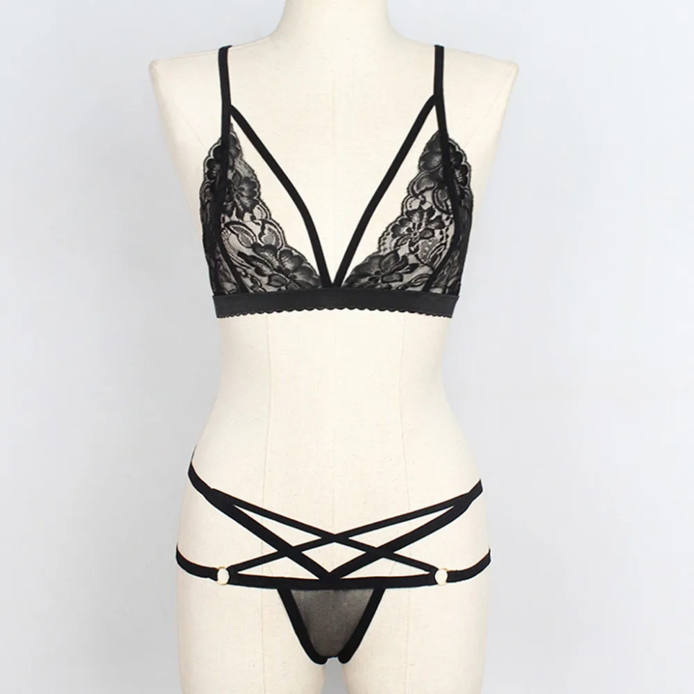 Plus Size Bandage Lingerie Corset Push Up Top Bralette Cage Bra Womens New Hollow Strappy Bustier Black Underwear