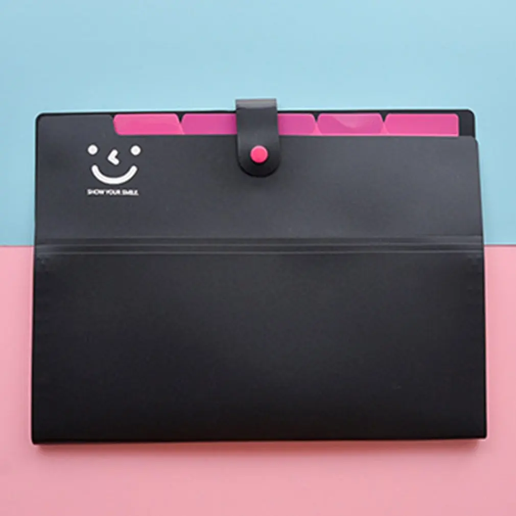 

A4 12 Grid Multi-layer Folder Expanding File Folders Document Organizer Cute Smile Organ Bag Student Test Paper Clip