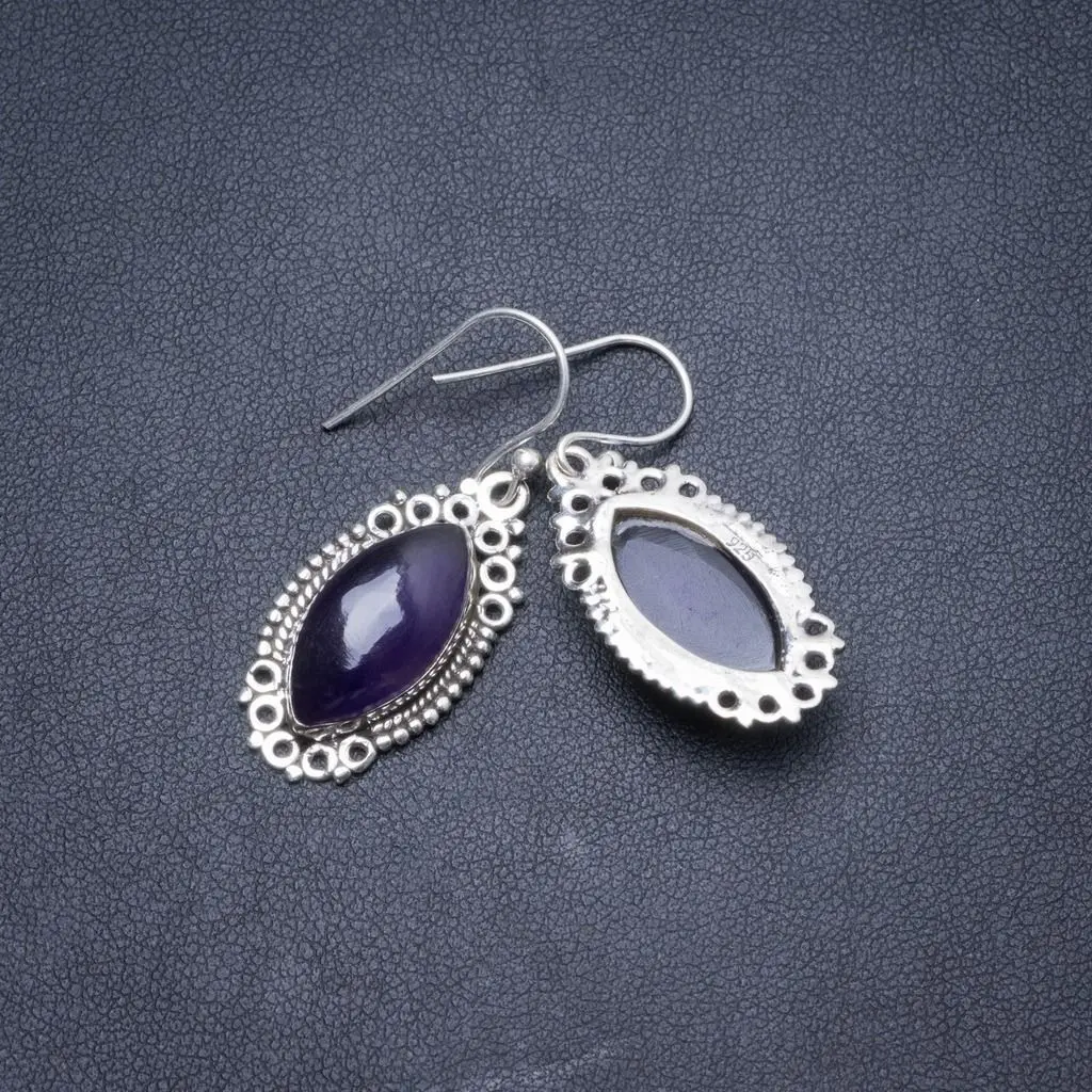 

Natural Amethyst Handmade Unique 925 Sterling Silver Earrings 1 1/2" Y2120
