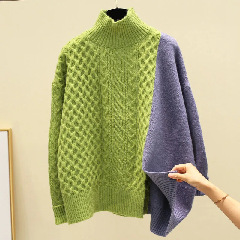 Свитер женский трикотажный в стиле пэчворк зимний | Женская одежда