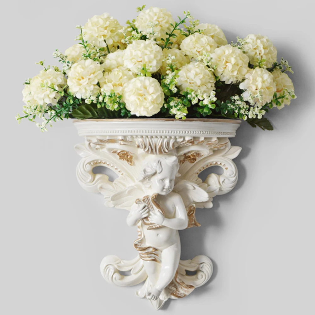 Ремесла цветочный горшок рококо штукатурка искусство настенный короб гостиной садовая полка стереоскопический Ангел форма Купидон украшение дома
