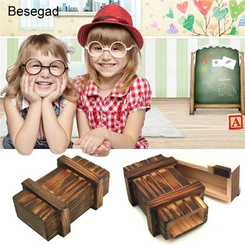 

Besegad Mini Wooden Magic Puzzle Box Secret Compartment Intelligence Brain Teaser for Kids Adults Birthday Christmas Gifts