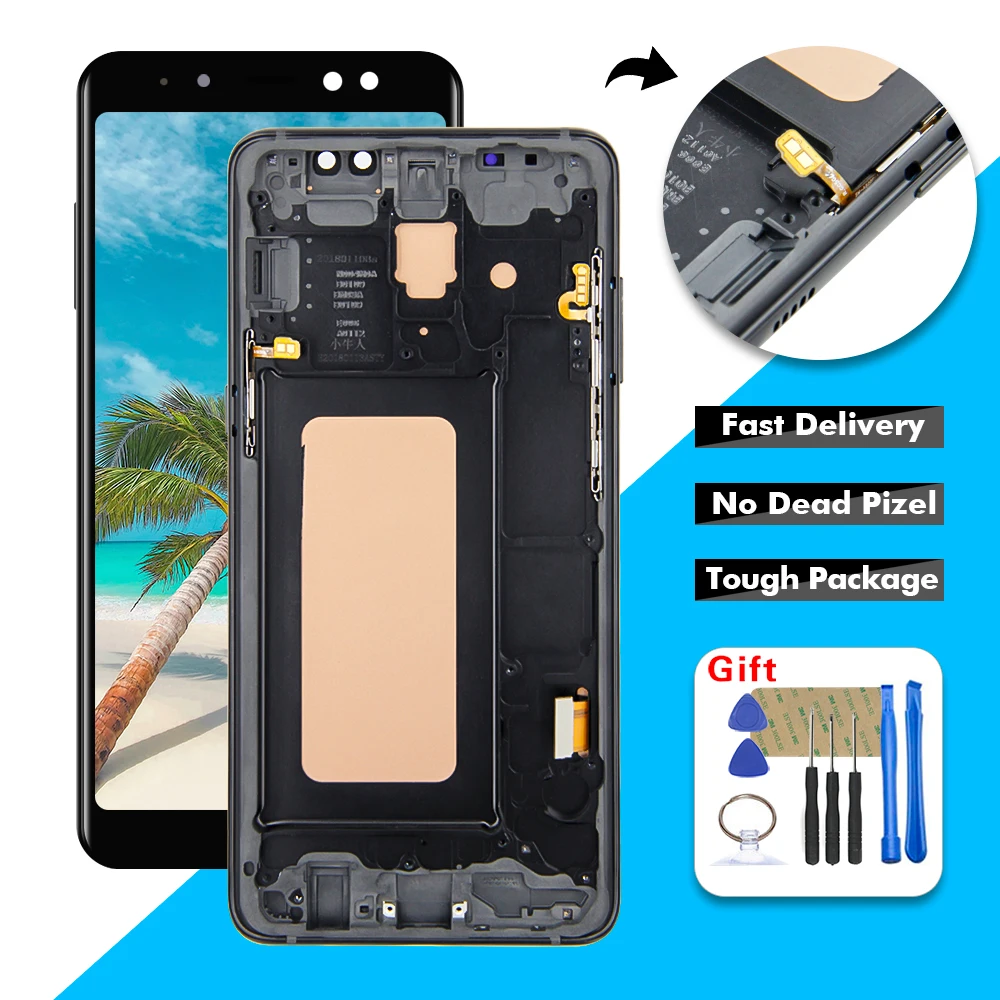 ЖК-дисплей для Samsung Galaxy A8 Plus + 2018 A730F A730F/DS A730X A730 сенсорный экран дигитайзер стекло в