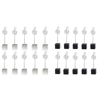 

10Pcs Square Base Music Wire Photo Clip Resin Stand Memo Holder Music Shape Table Number Holder Wedding Favor Party Decoration