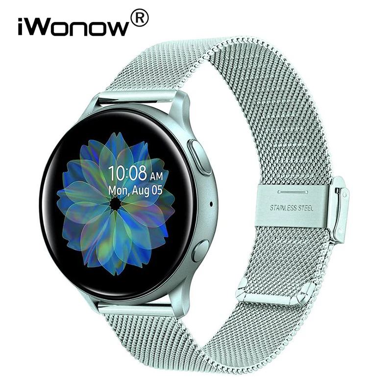 Сетчатый ремешок из нержавеющей стали для наручных часов Samsung Galaxy Watch Active 2 40 мм 44