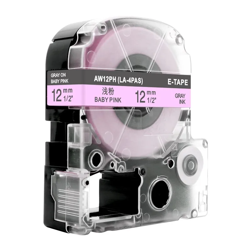 Unistar SS12KW совместимый с Epson/KingJim SS12KW LC-4WBN 12 мм черный на белом производитель этикеток для LW300 LW400 принтер этикеток - Цвет: Gray on Baby Pink