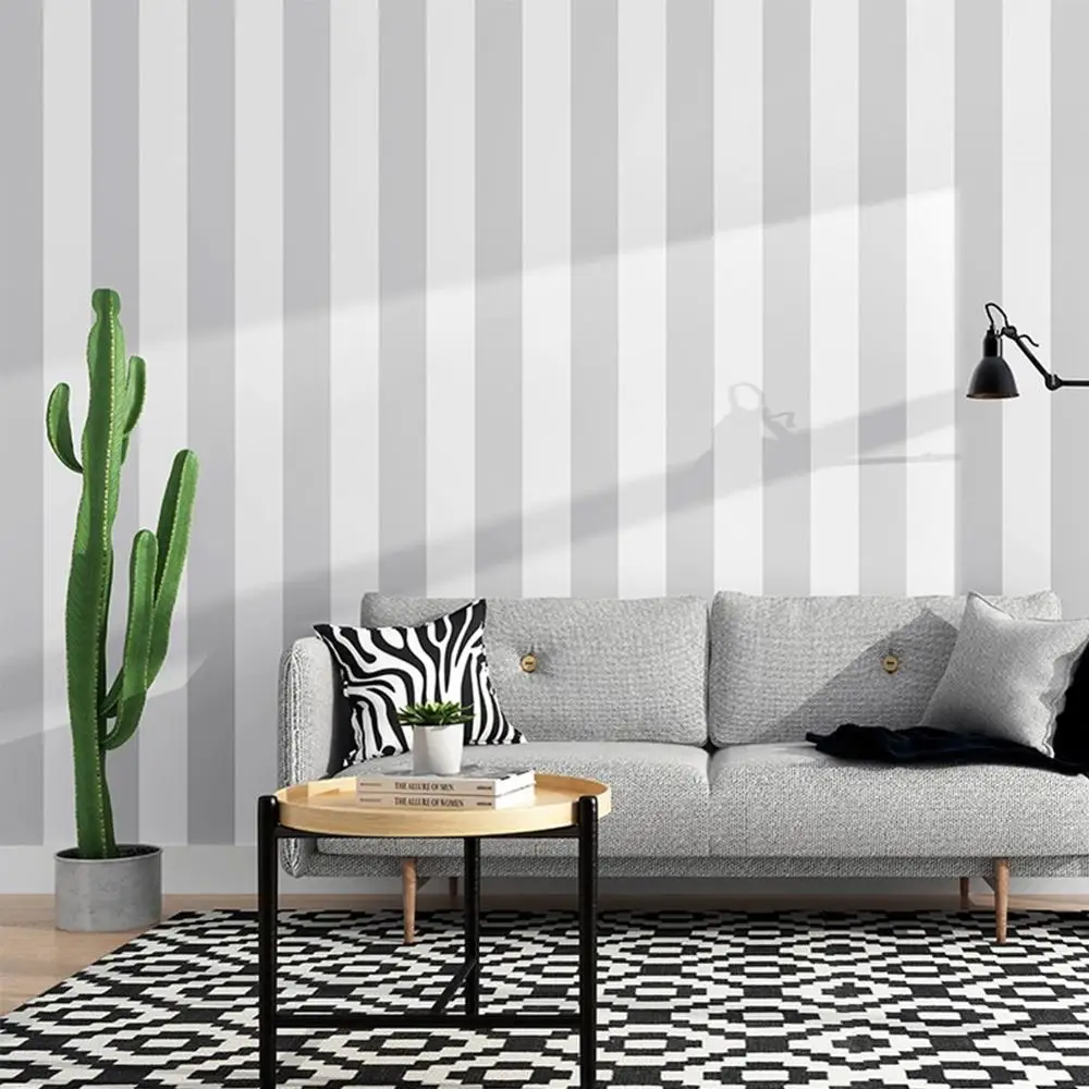 

Grey White Vertical Striped Wallpaper Modern Simple Living Room Bedroom Decorative Wallpaper Tv Background Wallcovering