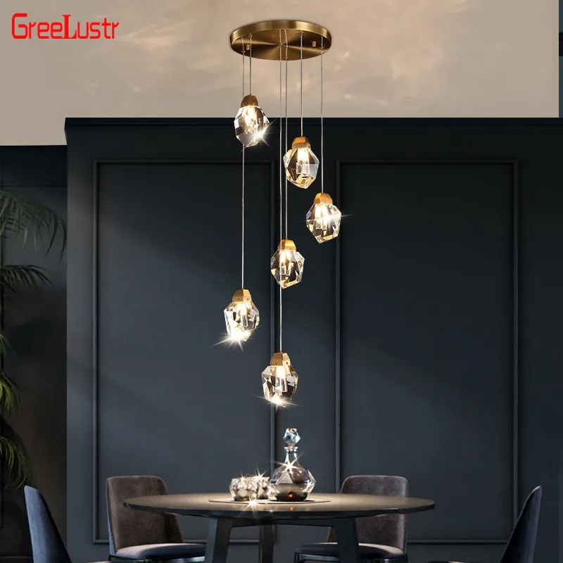 Nordic Clear Crystal Led подвесные светильники роскошные золотые для ресторана люстры