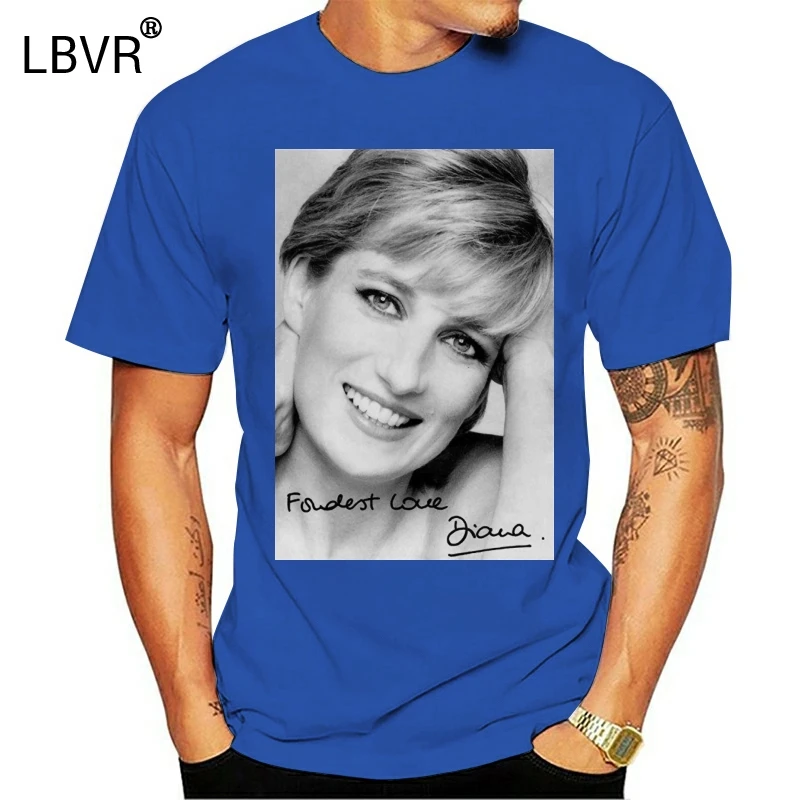 Fashion summer winter Paried Tshirts Princess Diana Signed Photo Mens T Shirt Cotton Round Collar coat clothes tops | Мужская одежда