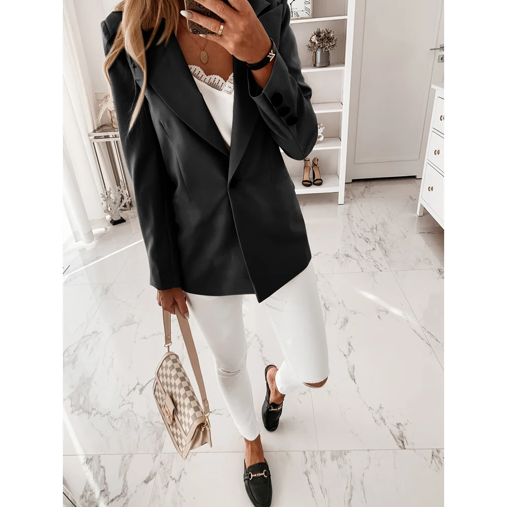 

Women's Coats And Jackets Casual Suit Short Coat Long Sleeve Solid Color Suit Collar Button 2020 Autumn And Winter Small Suit