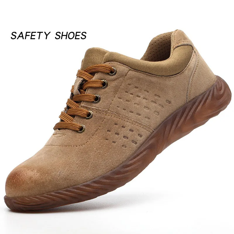 

Men Breathable Work Safety Shoes Steel Toe Cap Boots Anti-smashing Anti-puncture Anti-slip Casual Construction Safety Boots