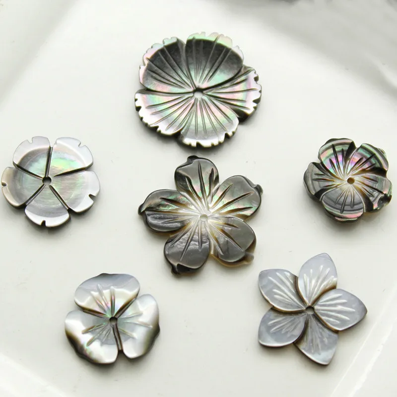 5 шт./пакет натурального жемчуга черной раковины в виде ракушки резные чаша