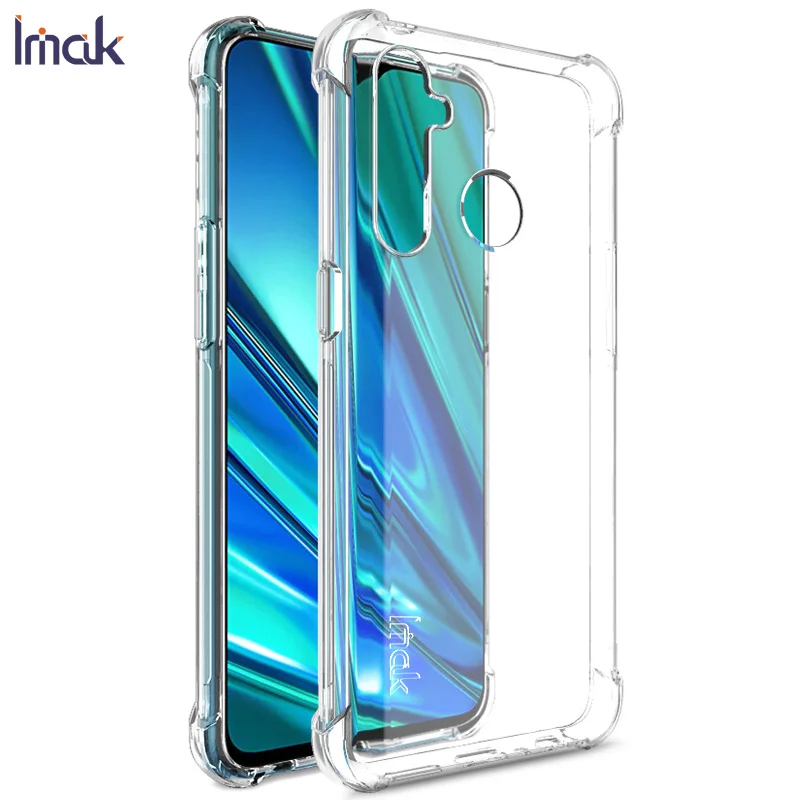 Transparent Imak матовый чехол для Realme5 Pro TPU чехол для подушки безопасности Противоударный задняя крышка для Realme Q чехол мягкий силиконовый - Цвет: Transparent