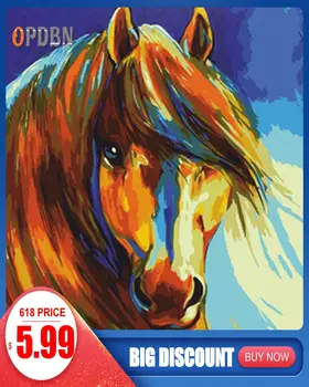 

OPDBN Wall Art Canvas Painting by Number Posters Handpainted Oil Painting Picture for Living Room Home Decor No Frame