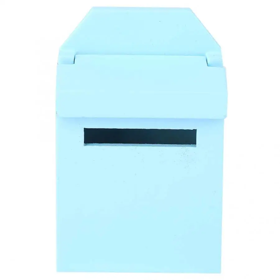 Blue Mailbox 1:12 моделирование Кукольный дом миниатюрный деревянный кукольный домик с мебелью аксессуары игрушки деревянная дверь почтовый ящик детская комната для детская игрушка - Color: Blue Mailbox