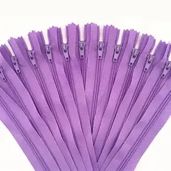 Set of 10 Multi - Length Nylon Zippers in 20 Vibrant Colors for Tailoring and Sewing Crafts (Light Purple)