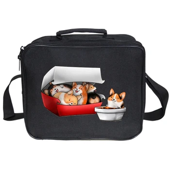 

Portable Lunch Bag New Corgi Dog Print Lunch Box Tote Cooler Handbag Bento Pouch Dinner Container School Food Storage Bags