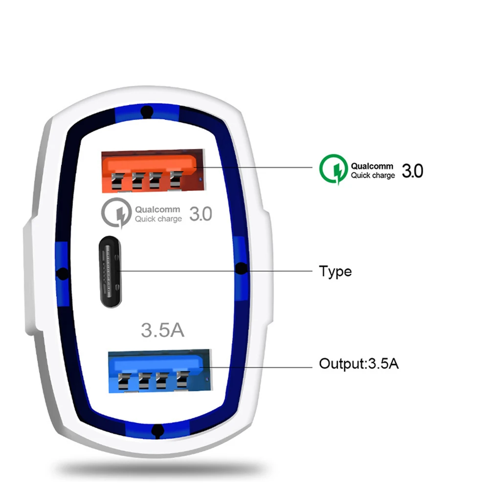 Автомобильное зарядное устройство Quick Charge 3,0 с двумя USB, универсальное зарядное устройство для мобильного телефона, автомобильные аксессуары