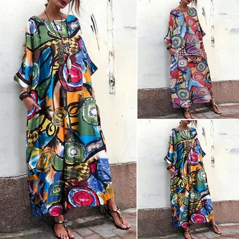 

Bikini Cover Up Beach Tunic Wear Sarongs For Women Women's Dress Ebya 2020 Summer New Ink Flower Print Bohemia 7 Long Sleeve