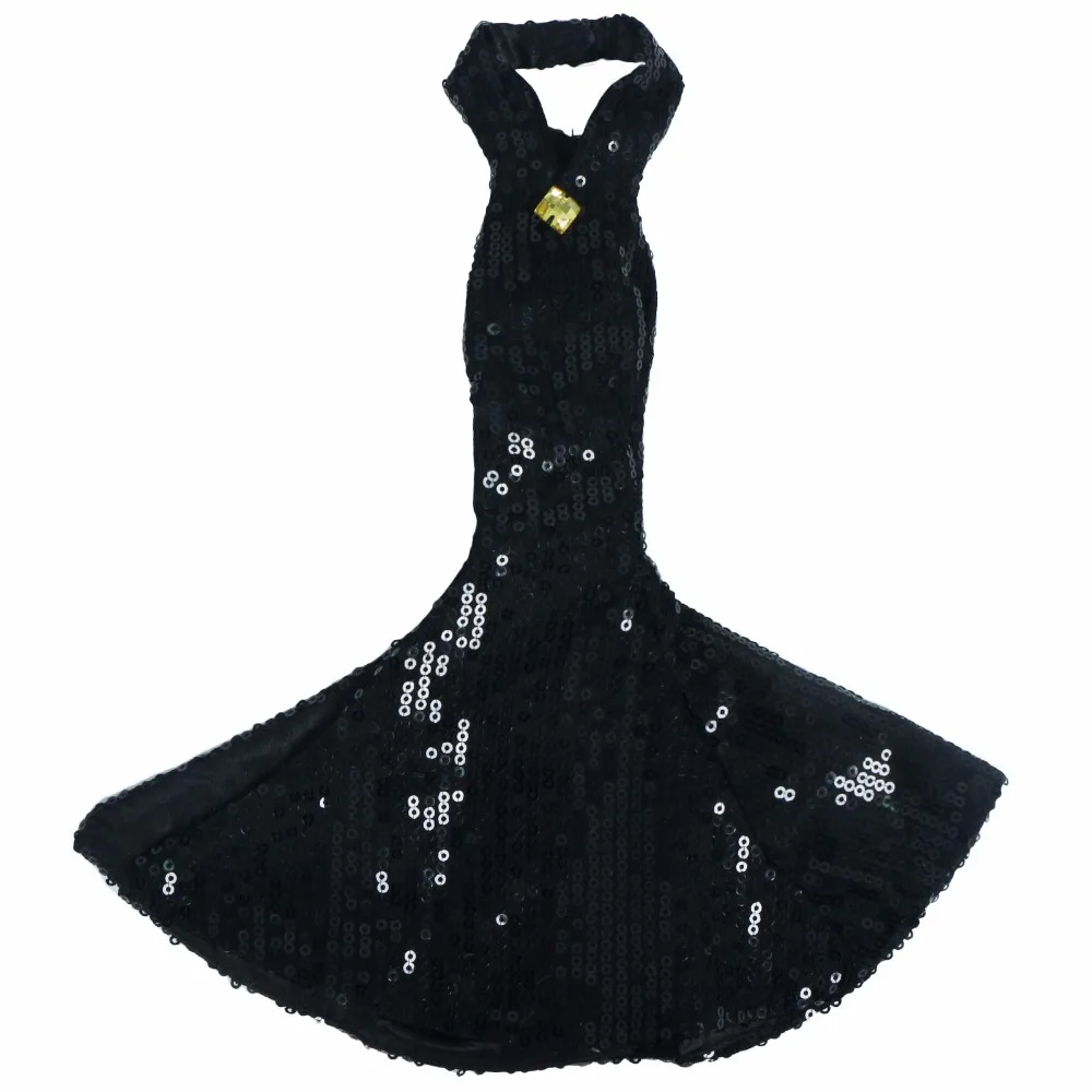 1 комплект ювелирных изделий ручной работы черный сексуальный глубокий v-образный вырез, платье на бретелях вечерние бальное платье детское платье с пышной юбкой с аксессуары с пайетками Одежда для куклы Барби