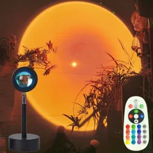 Lampe de coucher de soleil arc en ciel avec télécommande, couleur réglable, rvb, 4 modes, lumière atmosphérique, décoration murale de fond de chambre à coucher