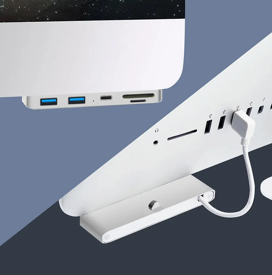 Divisor do Adaptador do Porto do Cubo de Usb 3.0 da Liga Alumínio com Leitor de Cartão do sd tf para o Computador Magro de Imac 21.5 27 Pro Unibody - Imagem 4