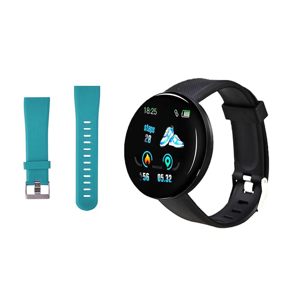 D18 Смарт-часы для мужчин кровяное давление фитнес-трекер браслет шагомер Здоровье Браслет SmartWatch для Ios Android - Цвет: Black N Green strap