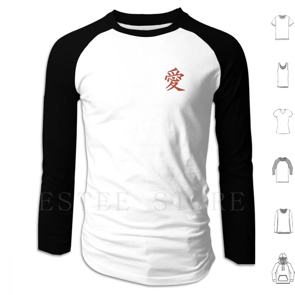 Redkanji amor símbolo do hoodie manga longa japonês amor kanji kanji símbolo  gaara gara areia anime manga vermelho japonês digitação - AliExpress