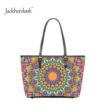 

Jackherelook Boho Mandela Handle Tops Large Capacity Travel Storager Ladies Trendy Daily Tote Case Brand Designer Shoulder Bolsa