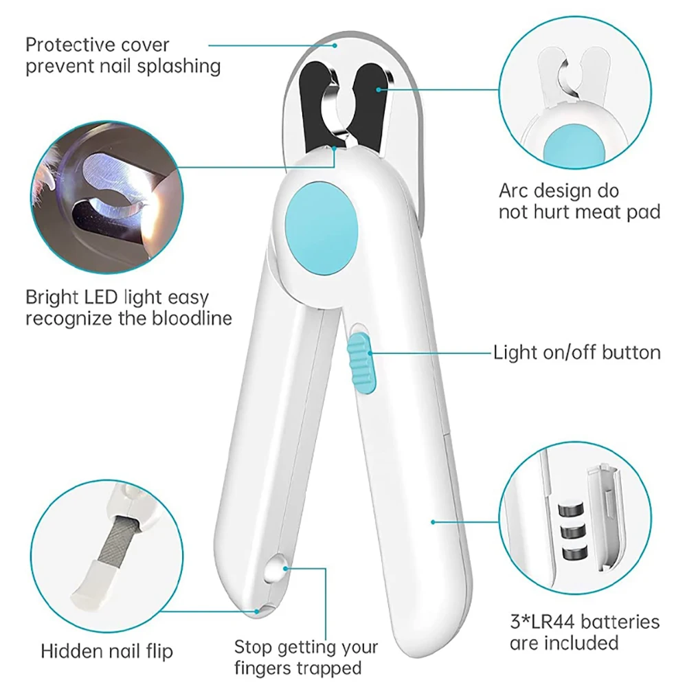 Gato prego clippers tesoura led luz pet