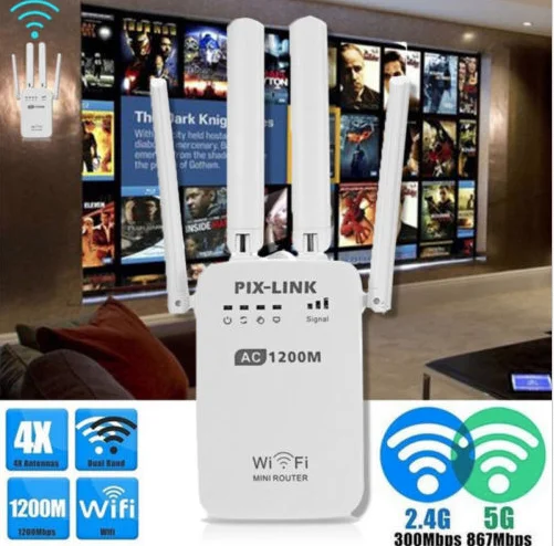 1200 Мбит/с беспроводной Wi-Fi ретранслятор усилитель-удлинитель маршрутизатор 4 антенны 2,4/5G