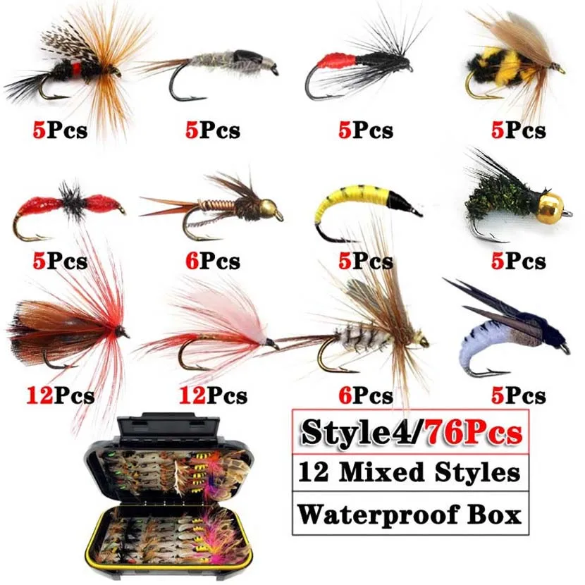 24 Mixed Styles Fly Fishing Lure Wet/Dry Nymph Artificial Flies Bait Pesca  Tackle Trout Carp Kit 211222 From 11,87 €