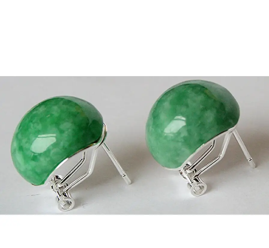 

Hot Sellhot sell new - simple style 925 Silver Natural Green jade Stud Earrings