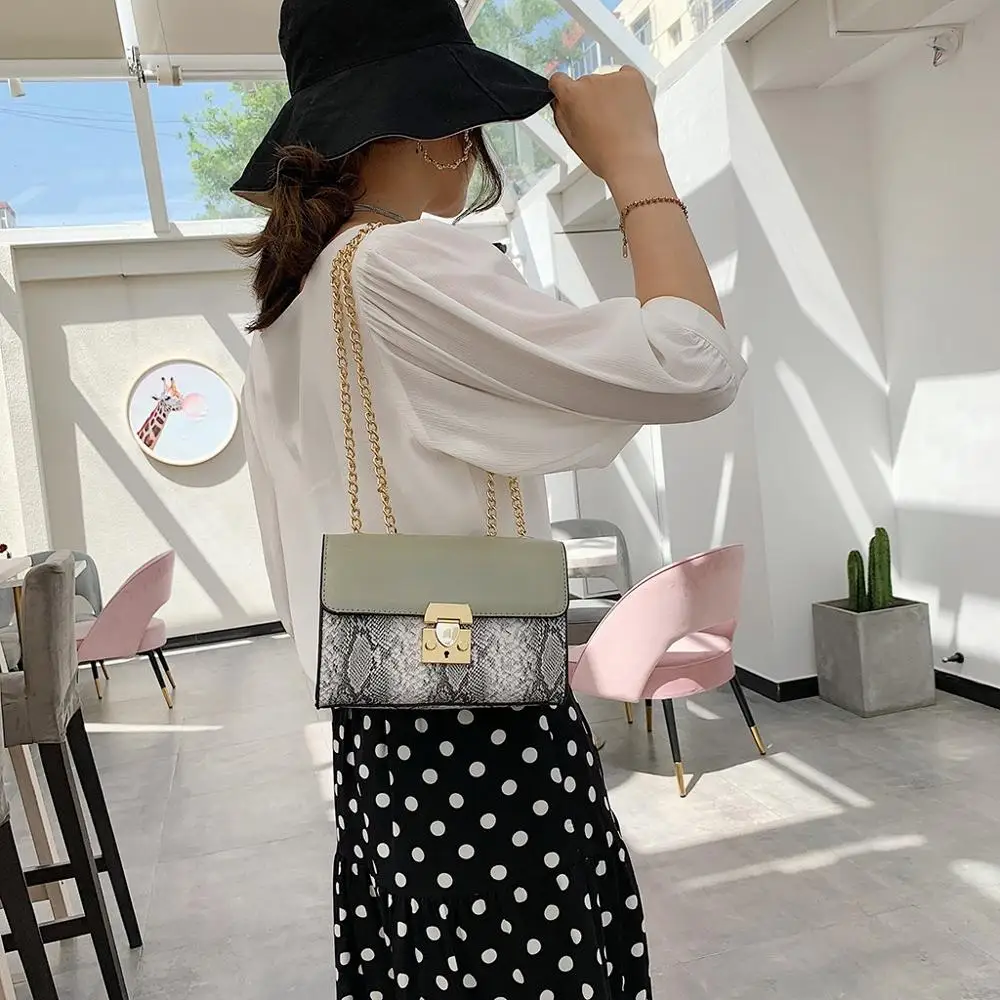 Женская сумка на цепочке сумки через плечо Bolsas Feminina змеиная мессенджеры для