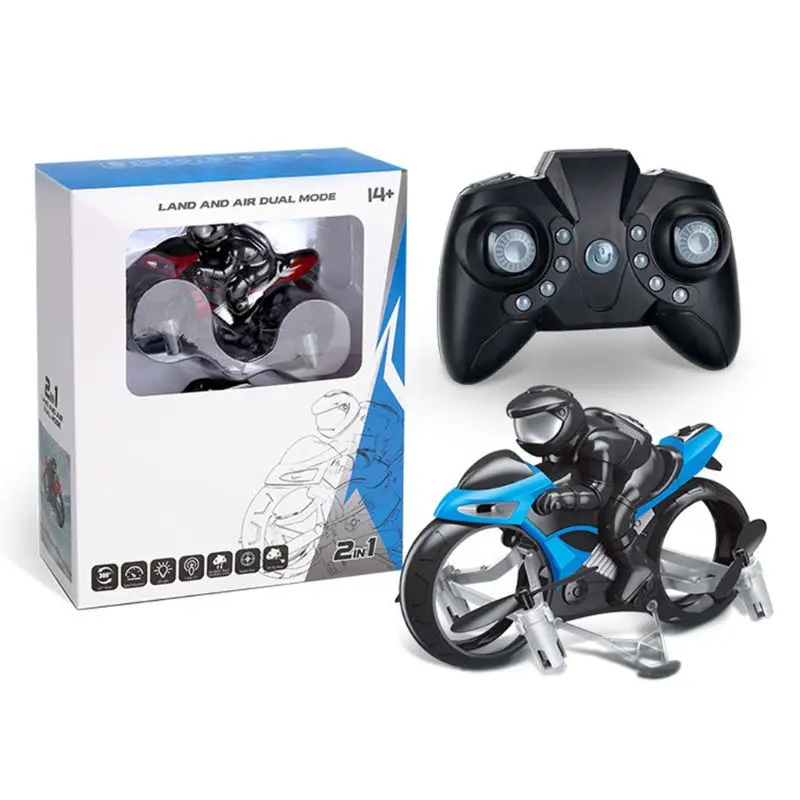 

1 Set 2 in 1 Land Air Flying Motorcycle 2.4GHz Remote Control Quadcopter Drone Racing Stunt Toys Children Gifts