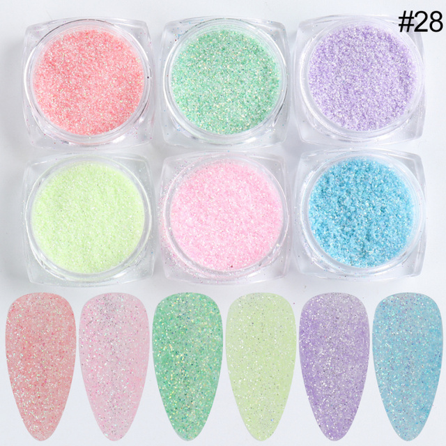 Box Shining Sugar Effect Nail Glitter Powder Laser Candy Nail Art Pigment Flakes Dust Coloful Nail Decor Accessories LA1539-28