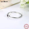 Original 100% 925 bague en argent Sterling amour coeur doigt empilable anneaux rouge cristal clair pour les femmes cadeau de mariage bijoux de luxe ► Photo 3/6